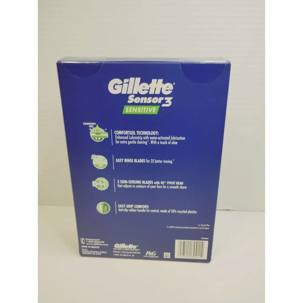 Gillette Sensor3 Sensitive Disposable Razors 3 Blades Pivoting Head 9 Count